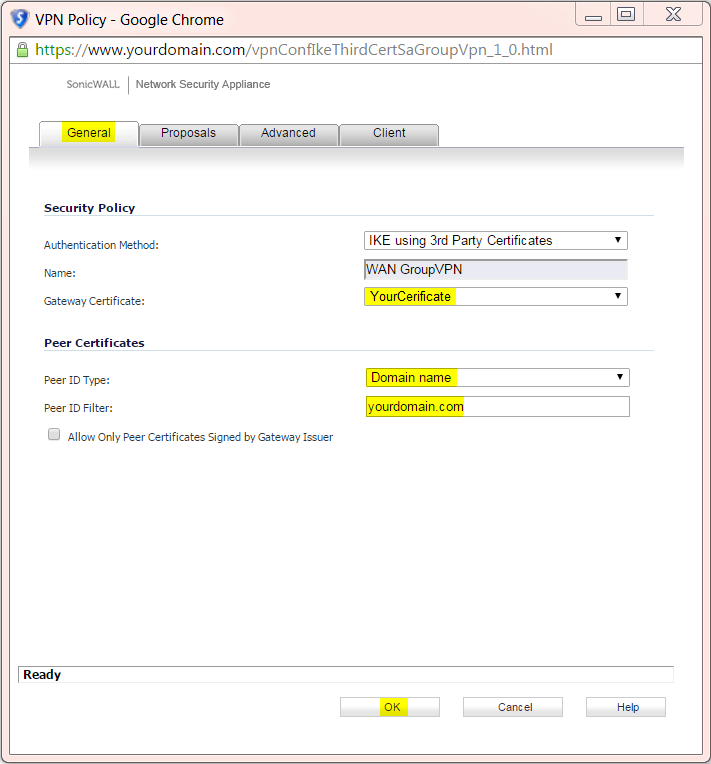 Select Peer ID Domain Name