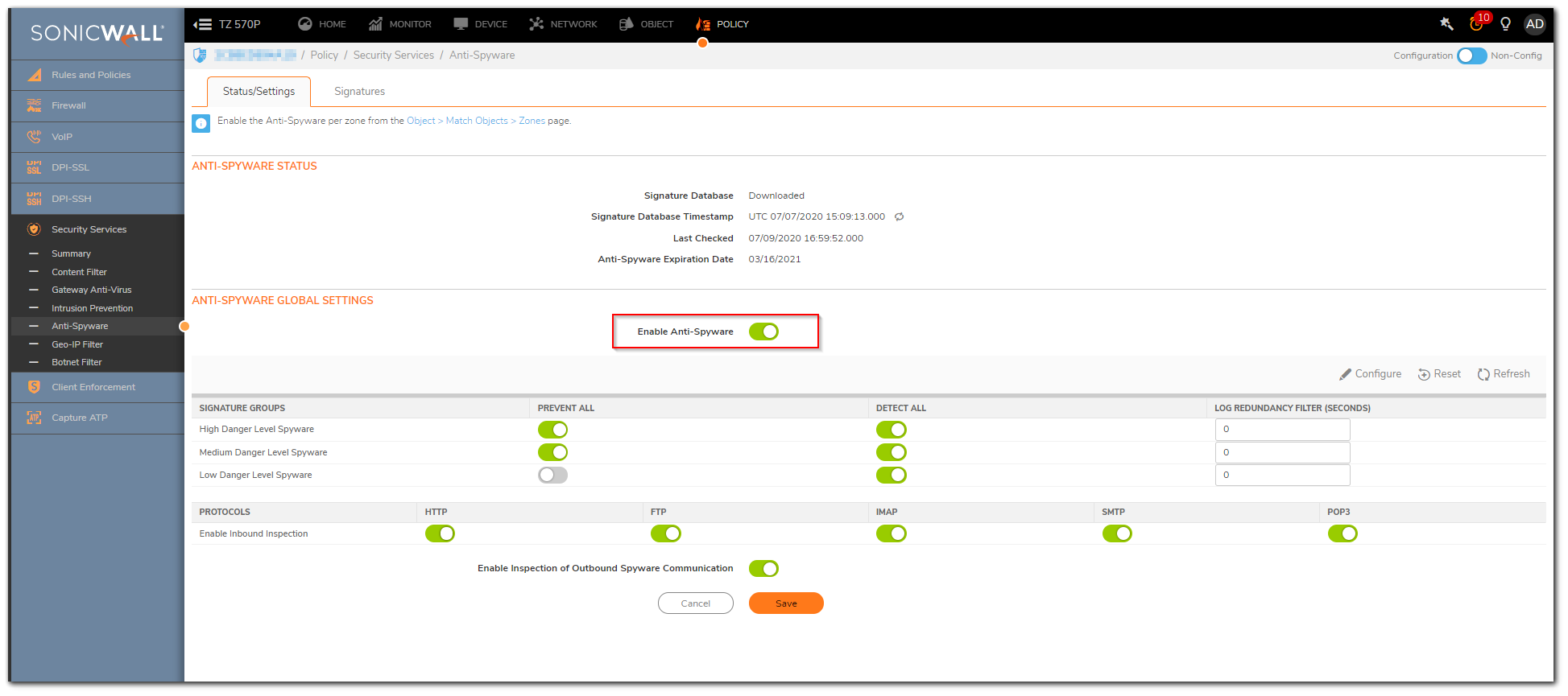 How to enable Gateway Anti-Virus, Anti-Spyware and Intrusion