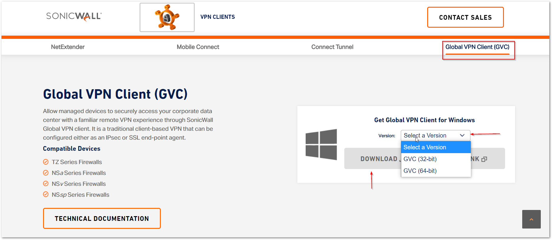 sonicwall gvc client download