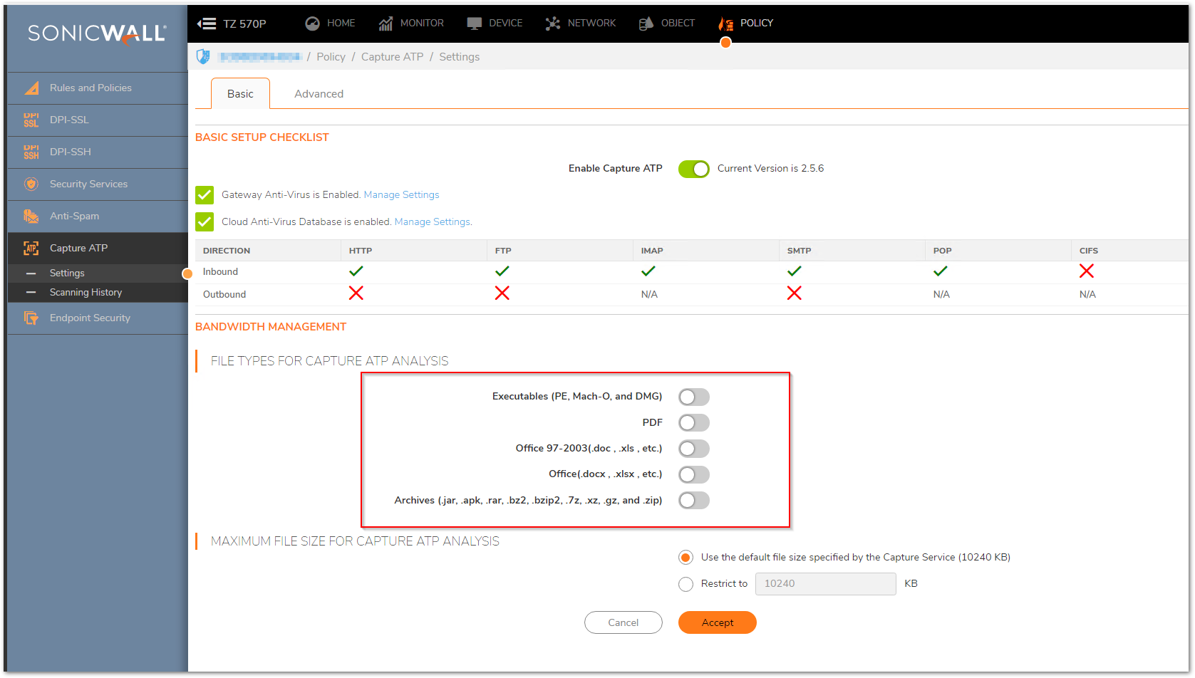 Capture Advanced Threat Protection Feature Overview | SonicWall
