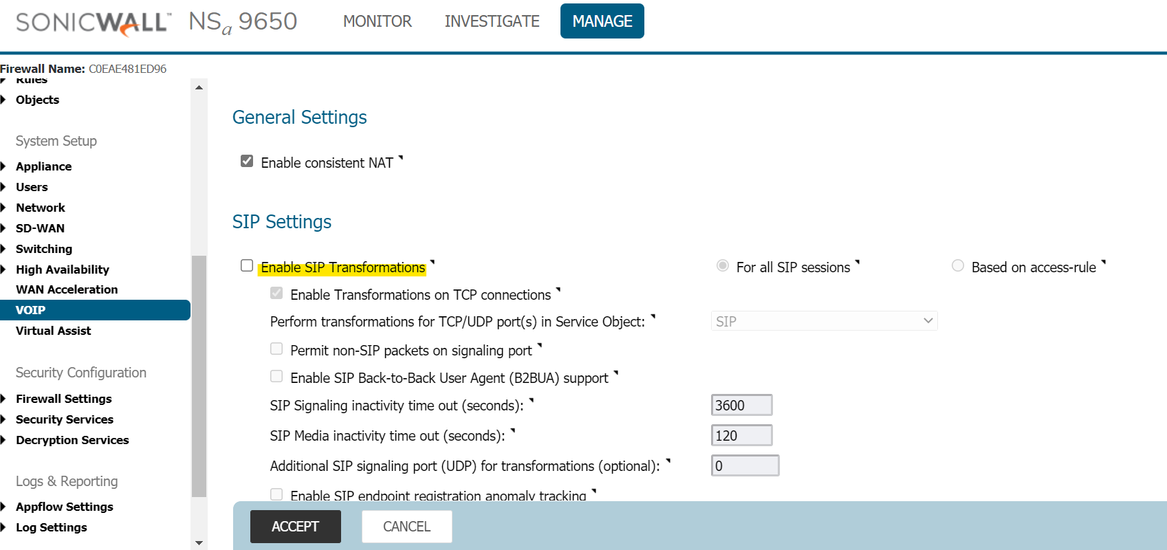 How and When to disable SIP ALG SonicWall