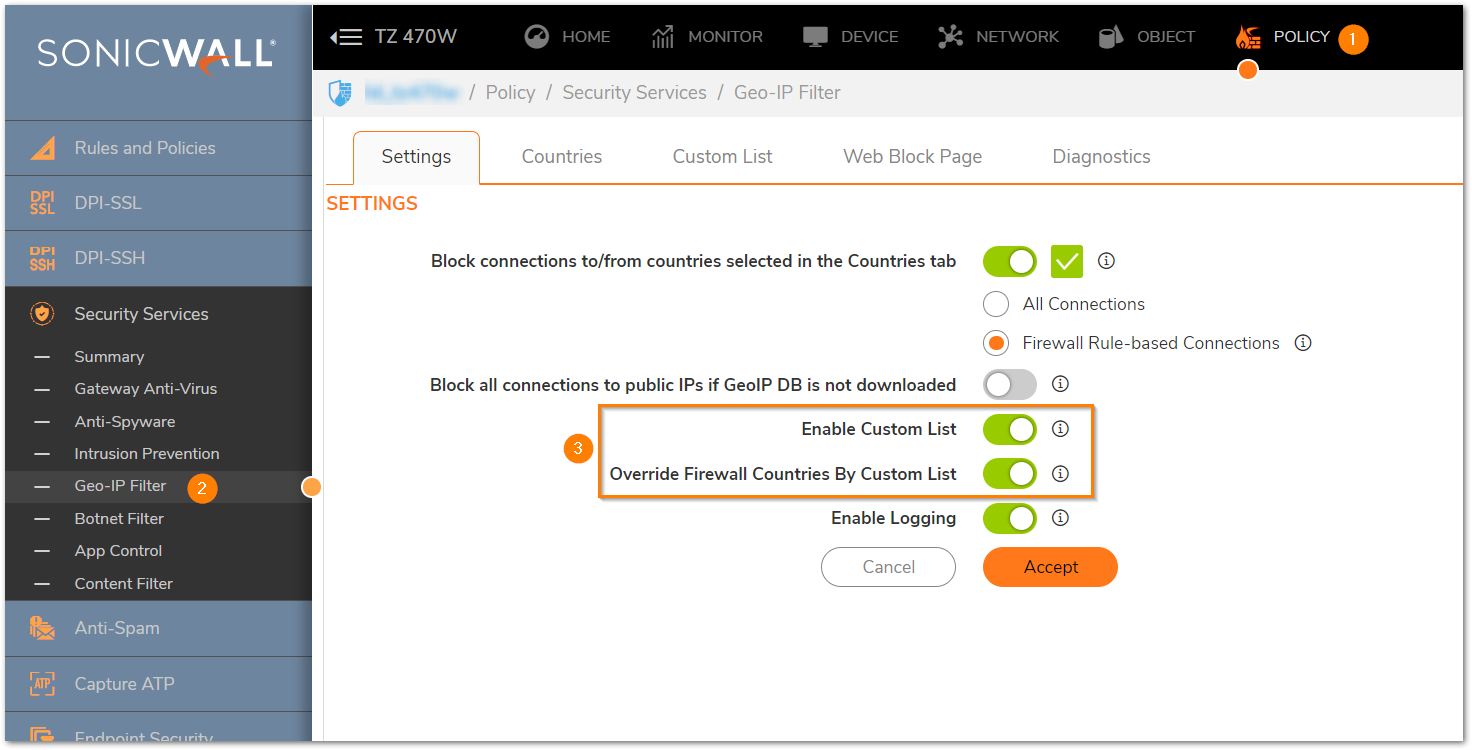 Enable Geo-IP custom list