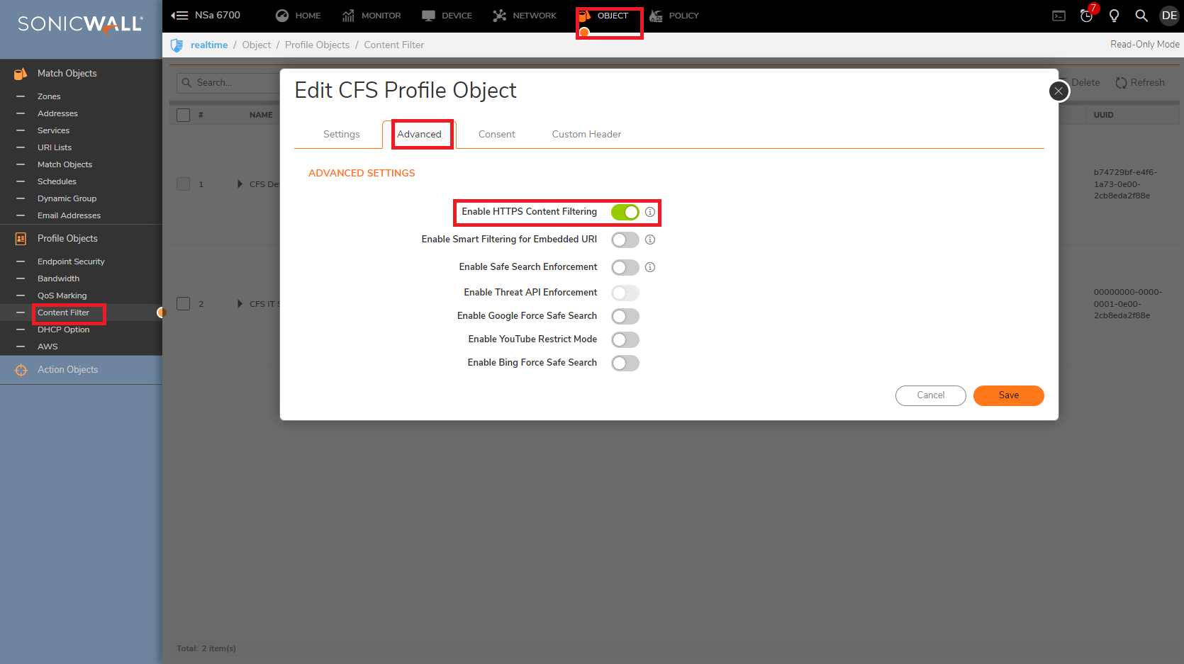 CFS not working as websites not getting blocked | SonicWall