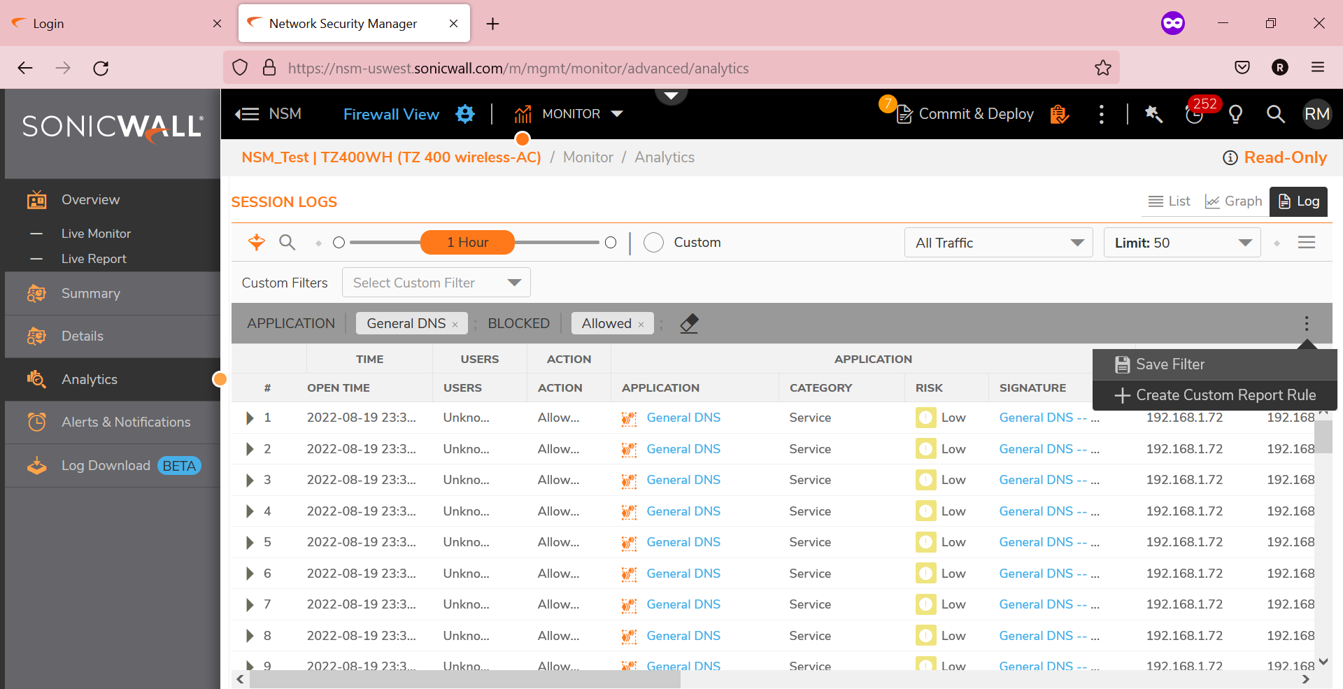 WCM - Individual device report — SonicWall Community