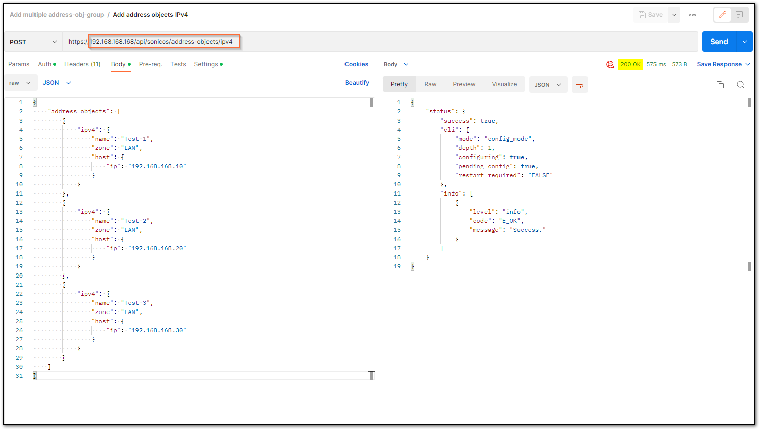 Postman Add multiple objects