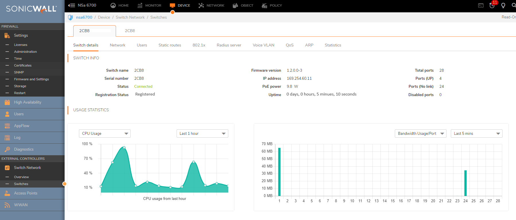 How to reboot SonicWall Switch from SonicWall UTM GUI?