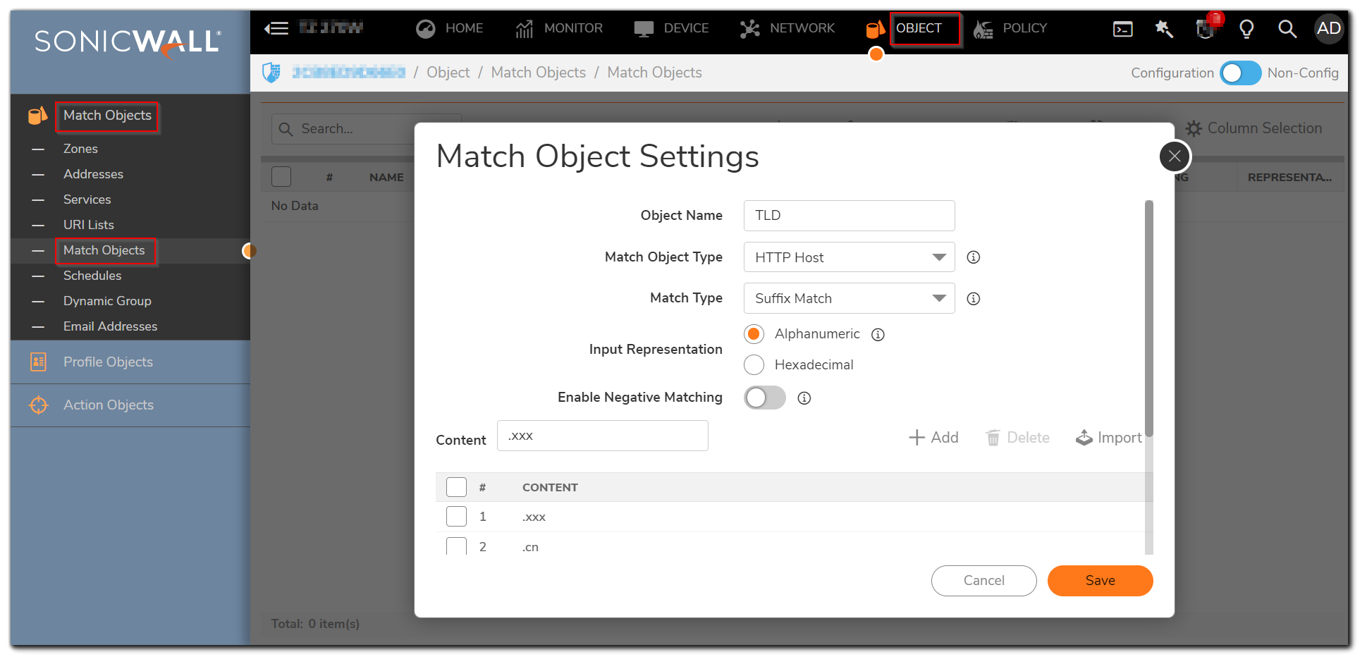 How to block HTTP access to top-level domains using Application Firewall |  SonicWall