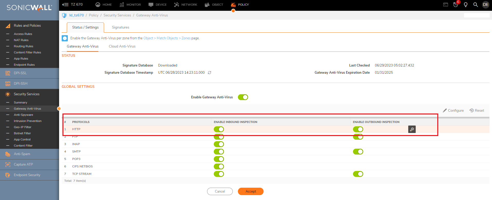 Gateway anti-virus blocking EXE or ZIP files download | SonicWall