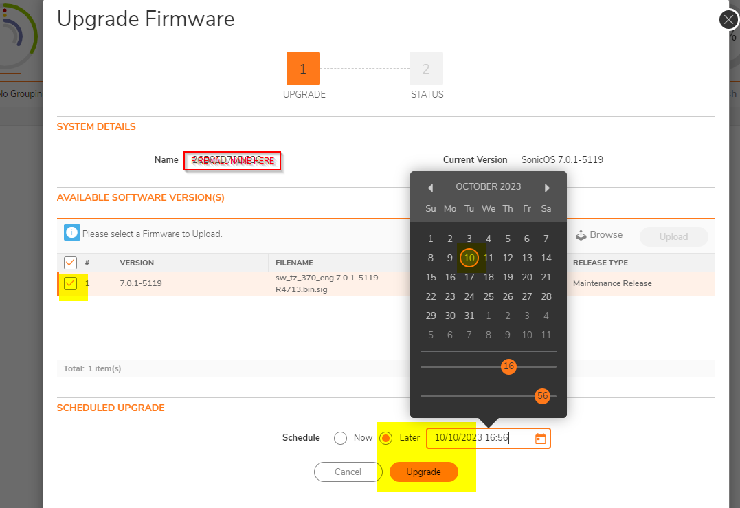 How to Upgrade firmware of firewall using NSM Security Manager) SonicWall