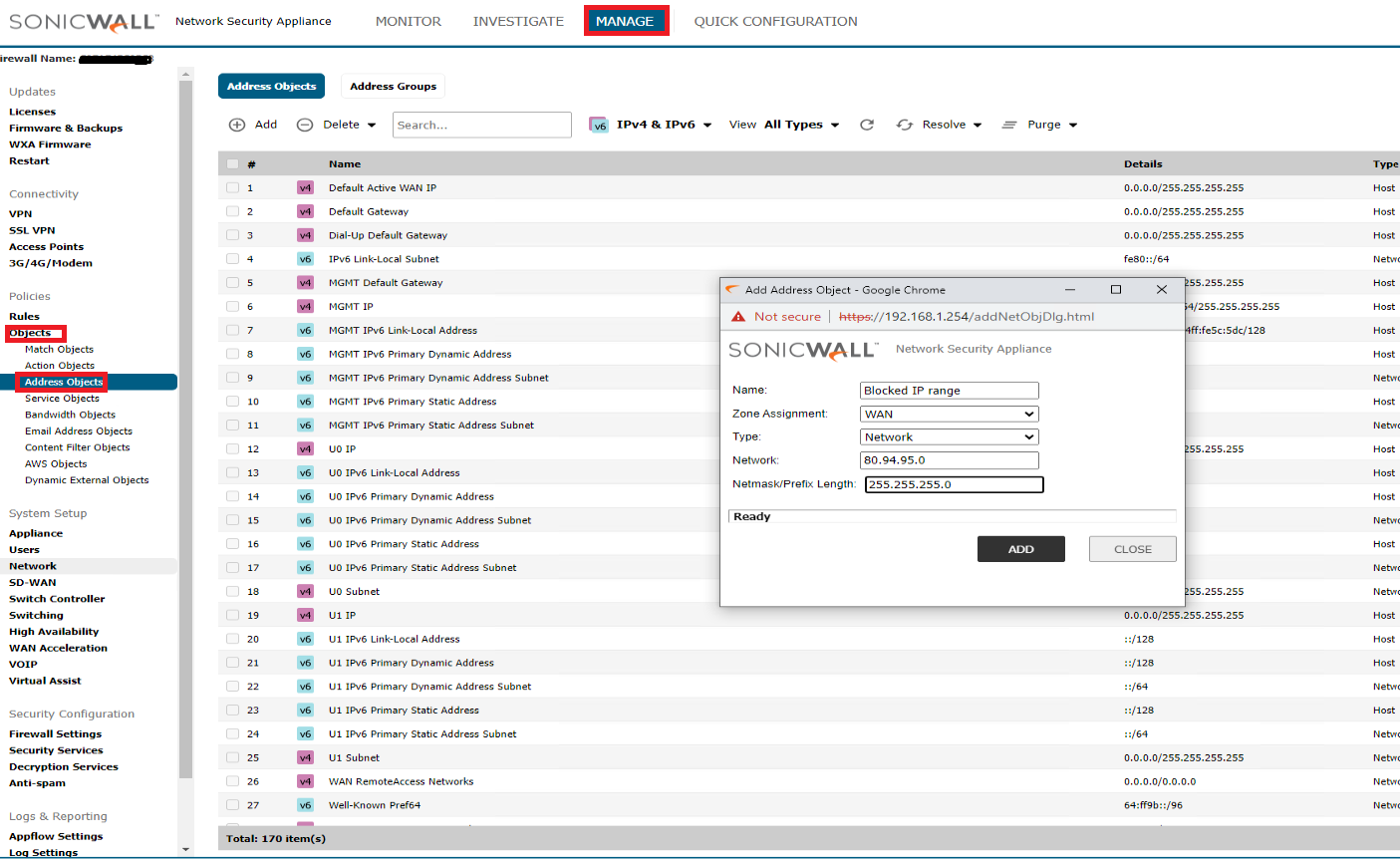 Intermittent Login Full error when trying to manage the firewall